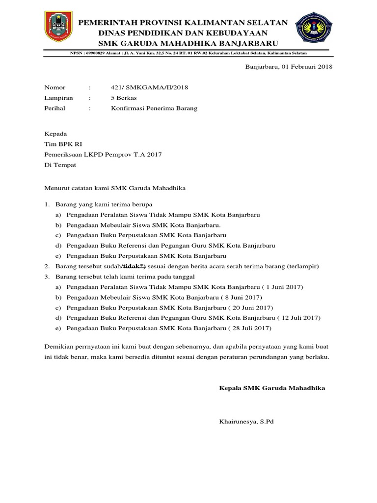 Surat Penerimaan Barang