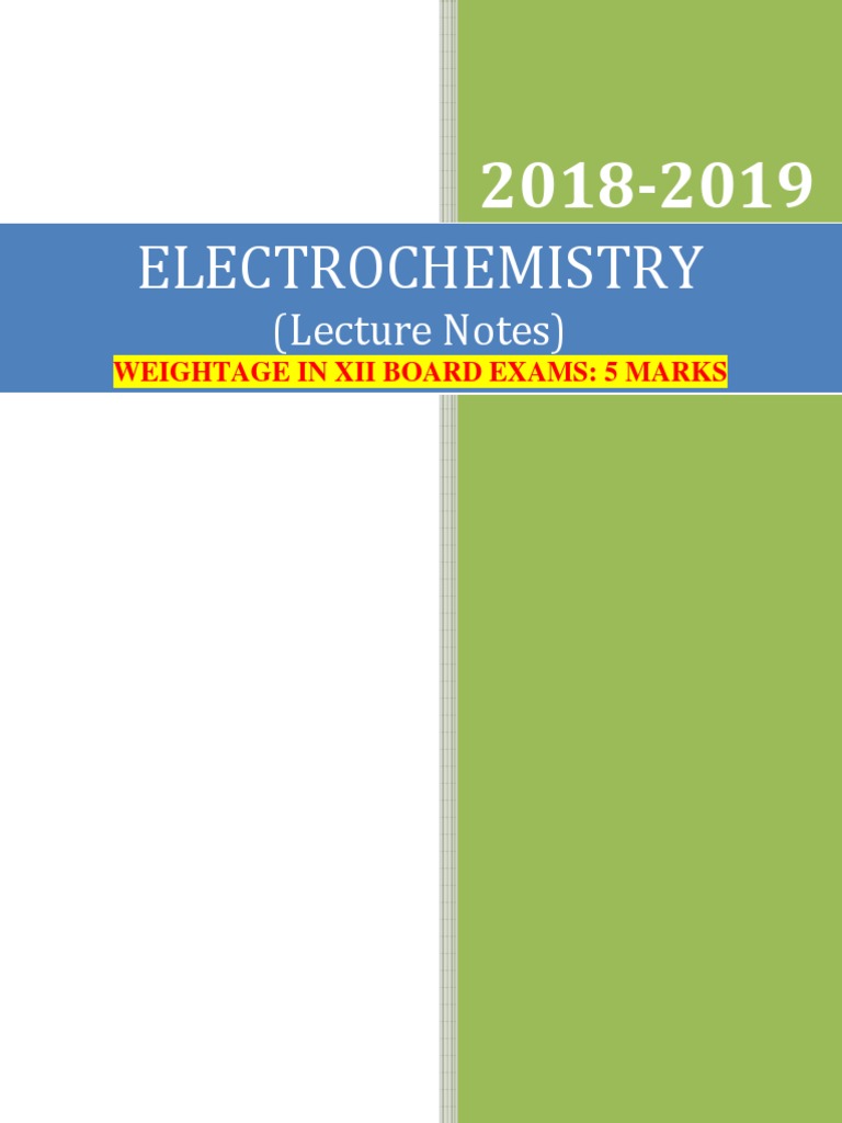 Electrochemistry Lecture Notes | PDF | Electrochemistry | Ion