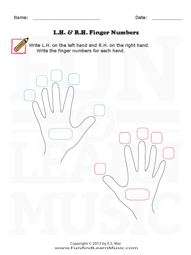 L.H. & R.H. Finger Numbers: Name: - Date | PDF