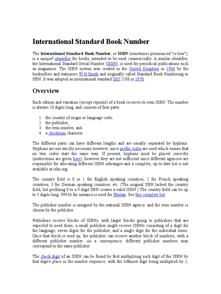 International Standard Book Number PDF International Standard Book