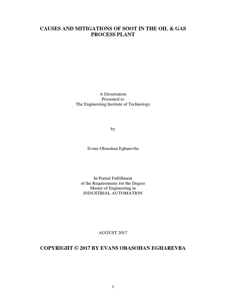 CAUSES AND MITIGATIONS OF SOOT IN THE OIL & GAS PROCESS PLANT. By