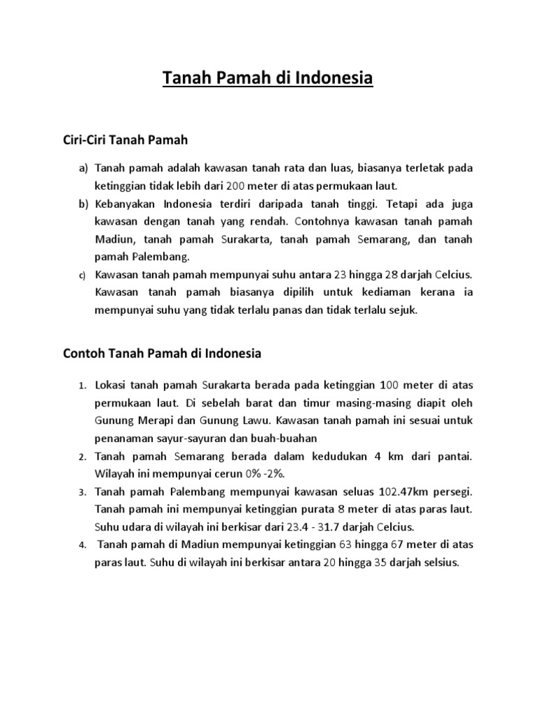 Tanah Pamah Di Indonesia Pdf