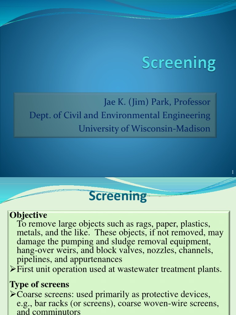 Water Treatment Screening Sewage Treatment Chemical Engineering