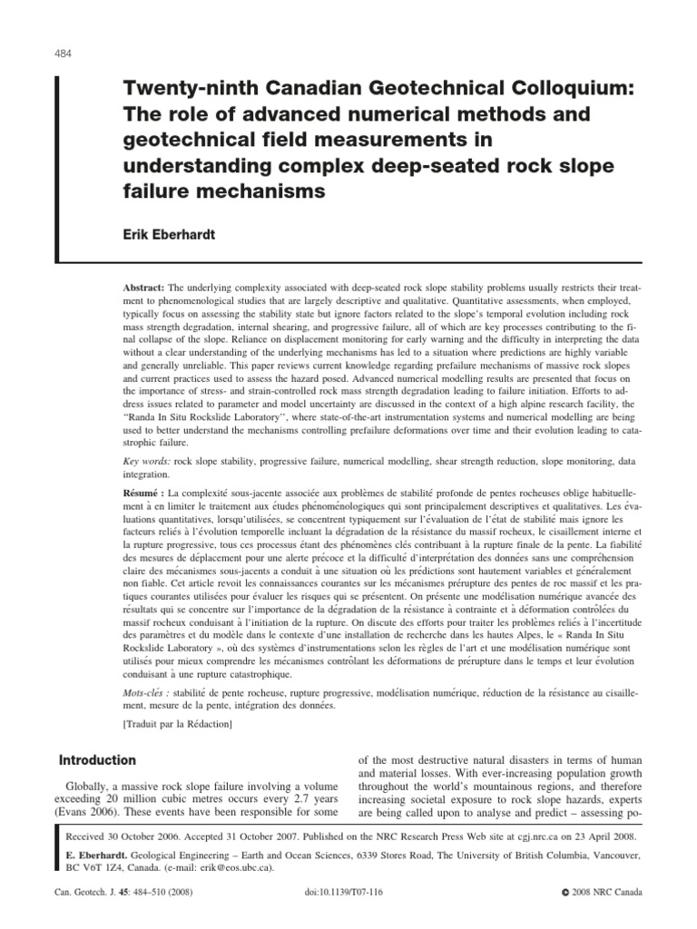 Advanced Modelling of Rock Slope Failures | PDF | Strength Of Materials ...
