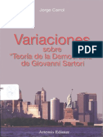 Libro. Variaciones Sobre Teoría de La Democracia de Giovanni Sartori. Jorge Carrol