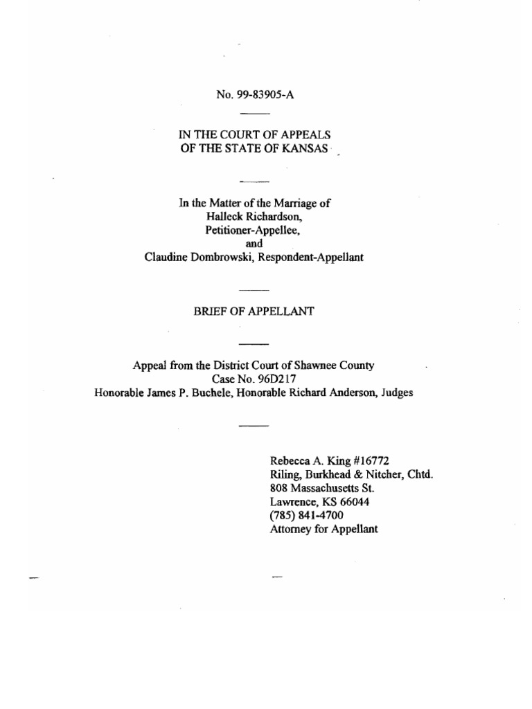 1999 12 14 1999 Kansas Court of Appeals Brief of Appellant Dom Brow 1999 12 14 1999 Kansas Court of Appeals Brief of Appellant Dom Brow