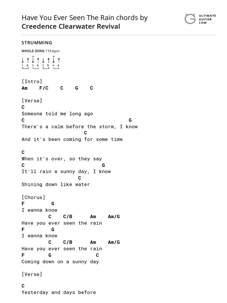 Have You Ever Seen The Rain Chords by Creedence Clearwater Revival ...