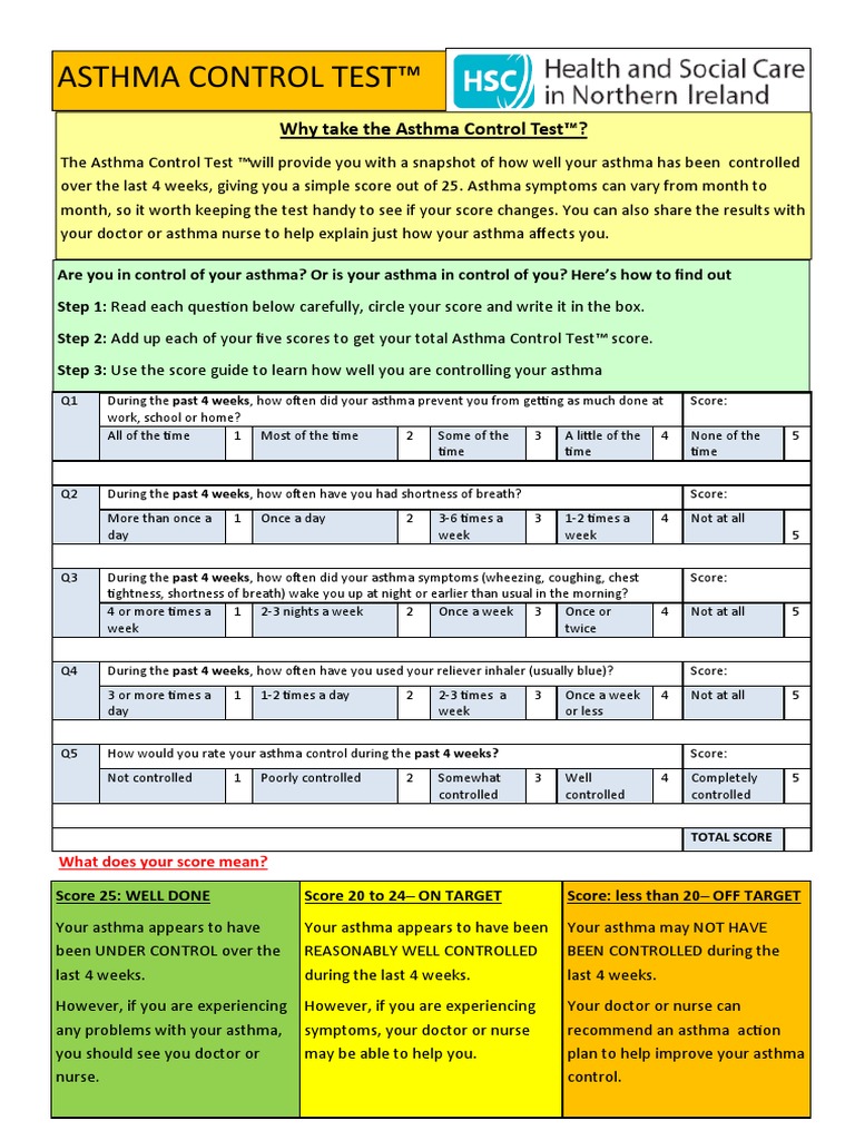 Asthma Control Test Nov 15 | PDF | Asthma | Diseases And Disorders