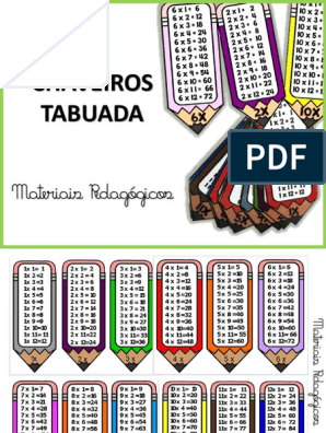 Tabuada Da Multiplicação para Imprimir em PDF - Formato A4