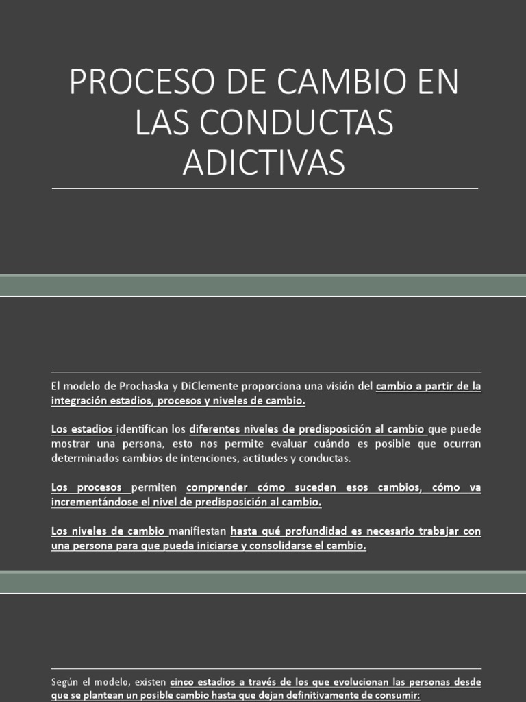 Proceso de Cambio en Las Conductas Adictivas | PDF | Autoeficacia | Drogas