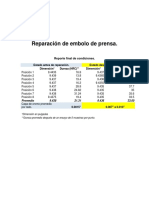 Reporte de Reparación de Cilindro Hidráulico.