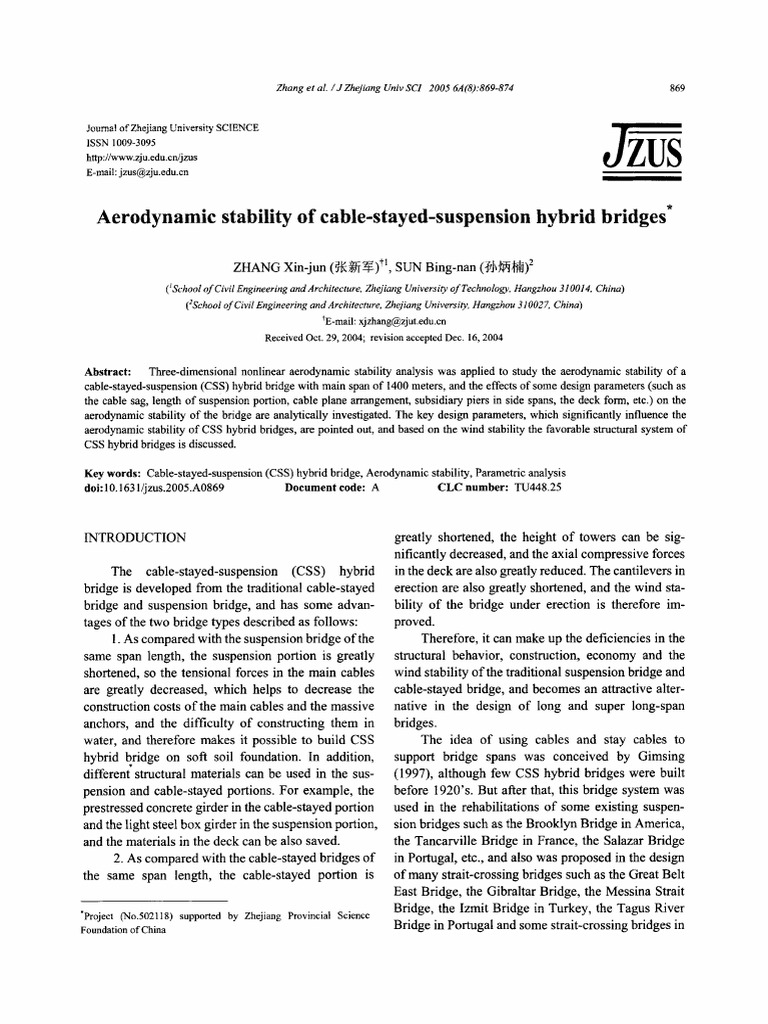 Aerodynamic Stability of CSS Hybrid Bridges | PDF | Bridge | Structural ...
