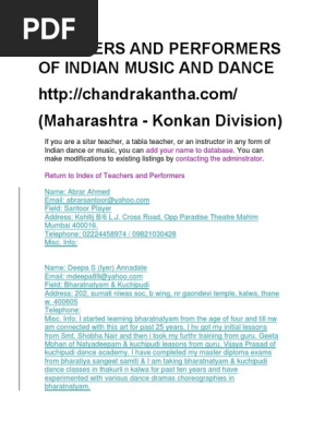 Teachers And Performers Of Indian Music And Dance Maha Entertainment General