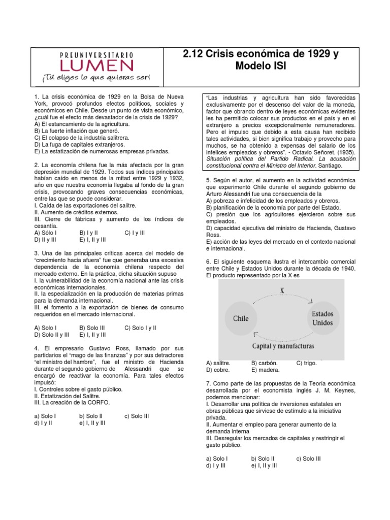 Crisis de 1929 y Modelo ISI en Chile | PDF | Gran depresion | Chile
