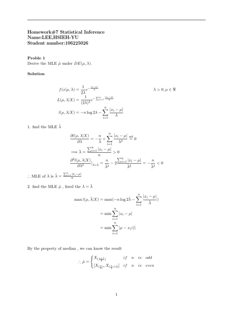 Homework#7 Statistical Inference Name:LEE, HSIEH-YU Student Number ...