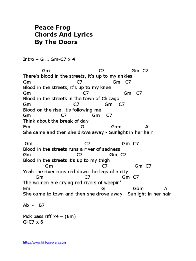 Peace Frog Chords and Lyrics by The Doors PDF Leisure Nature