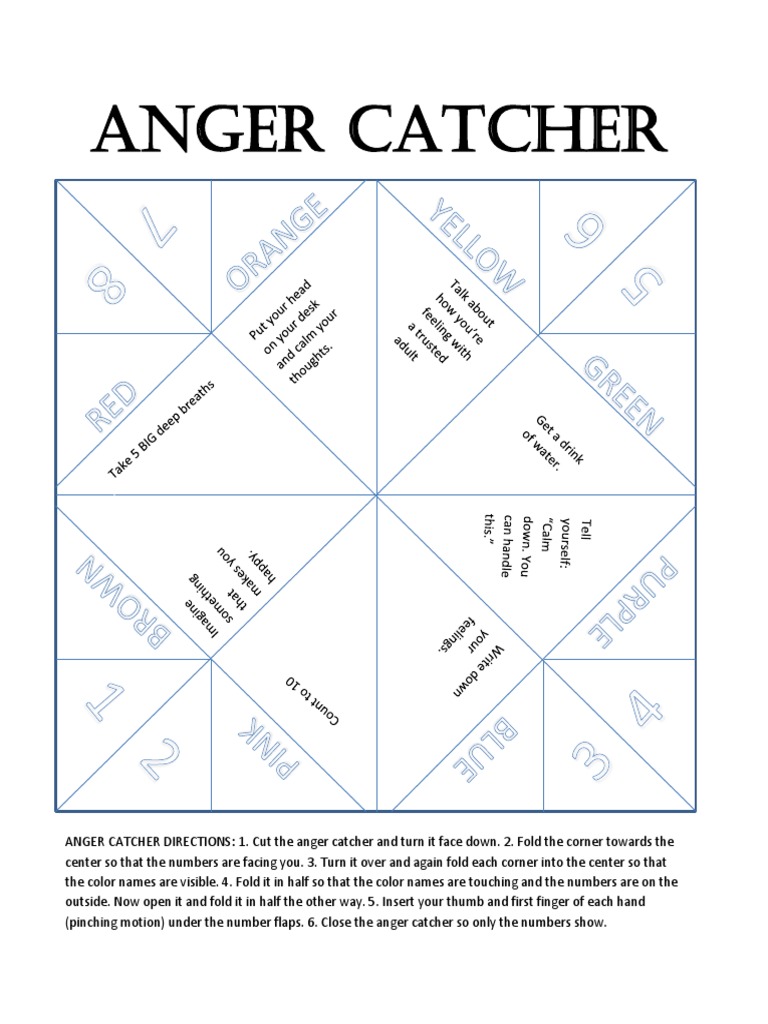 Anger Catcher Free Printable