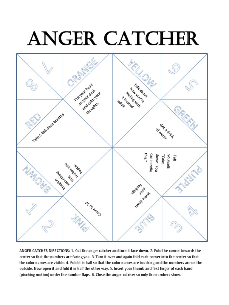 Small Group Lesson Material Anger Catcher PDF