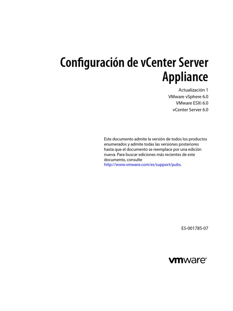 Vsphere Esxi Vcenter Server 601 Appliance Configuration Guide | PDF ...