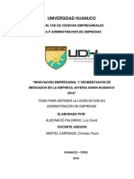 Innovación Empresarial y Segmentación de Mercados de La Empresa Joyería Unión Huánuco 2018