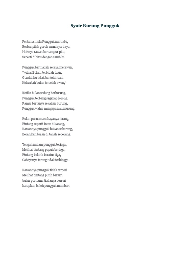 Syair Burung Pungguk Pdf