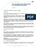 Acuerdo Ministerial 13. Reglamento de Riesgos de Trabajo en Instalaciones Eléctricas