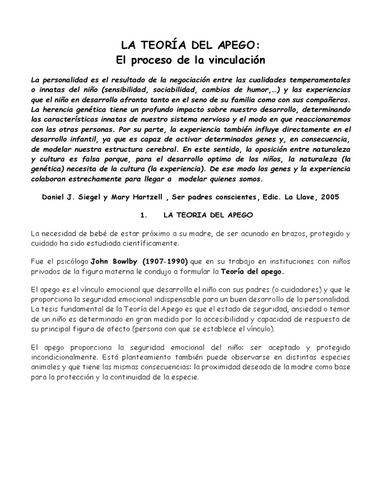 La Teoría Del Apego | PDF | Teoría de apego | Adultos