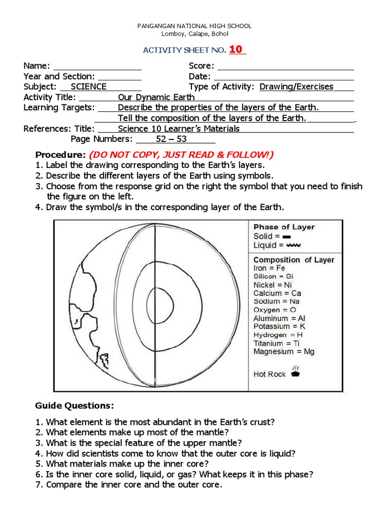 Science 10 Activity Sheet 10