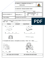 Avaliação mensal ou trimestral de inglês - 2a etapa/2018