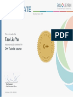 C++ Certificate Issued June 2018