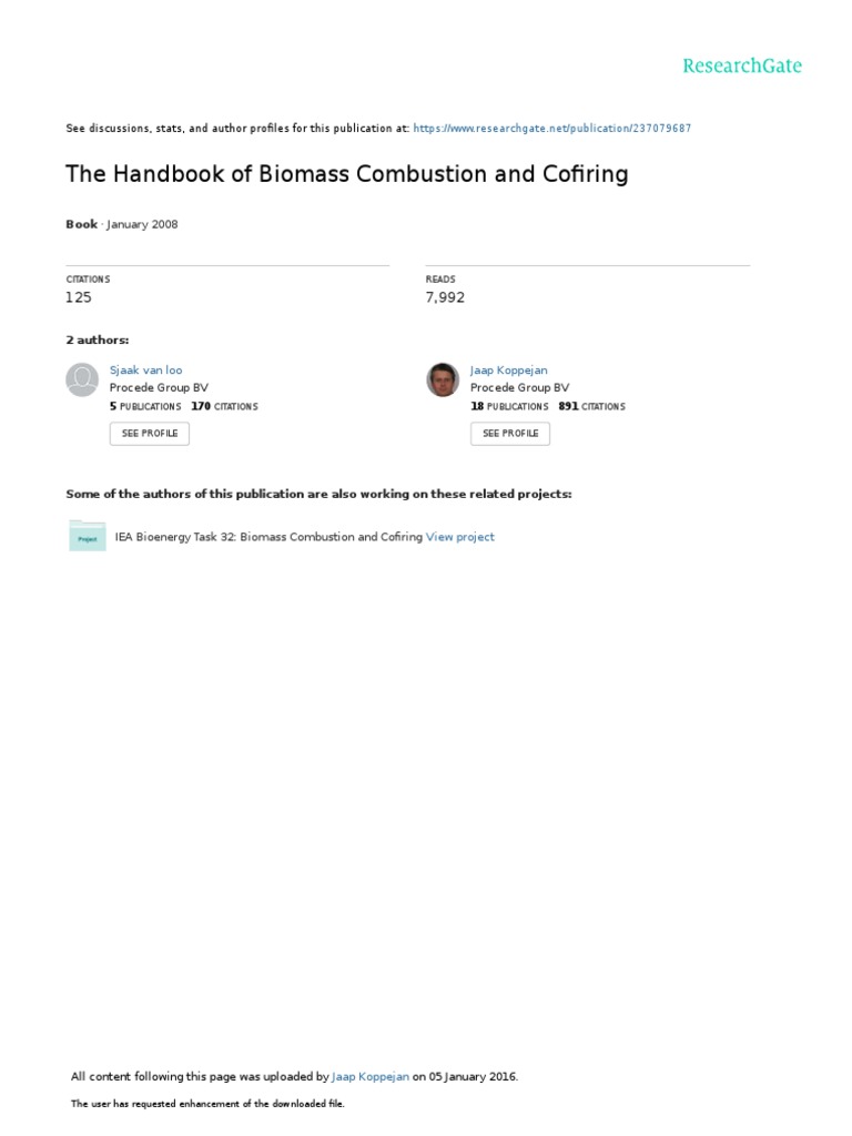 Handbook of Biomass Combustion | PDF | Biomass | Biofuel