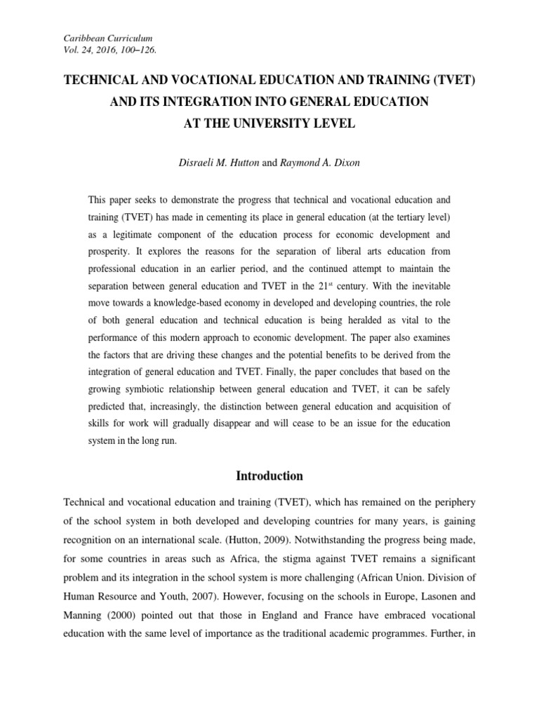 Tvet & General Education | PDF | Vocational Education | Higher Education
