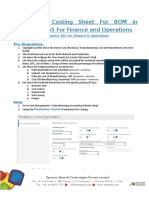 Setting Up Costing Sheet For BOM in DYNAMICS 365 For Finance and Operations