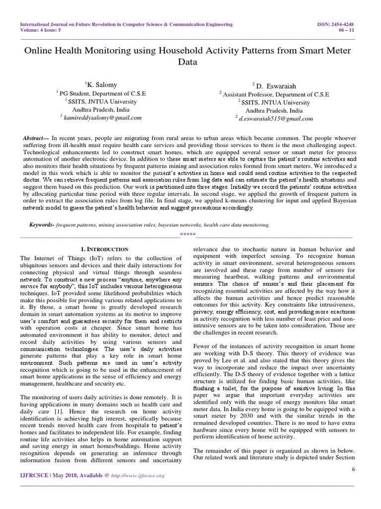 Smart Meter Data for Health Monitoring | PDF | Cluster Analysis ...