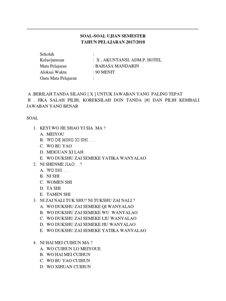 Soal Mandarin Pdf