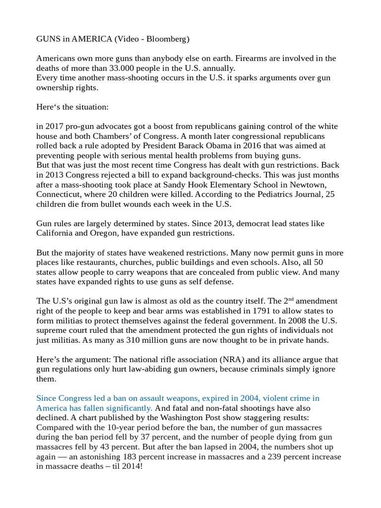 Gun Ownership and Control in America | PDF | Gun Politics In The United ...