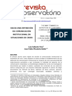 Hacia Una Definición de Comunicación Institucional en Situaciones de Crisis