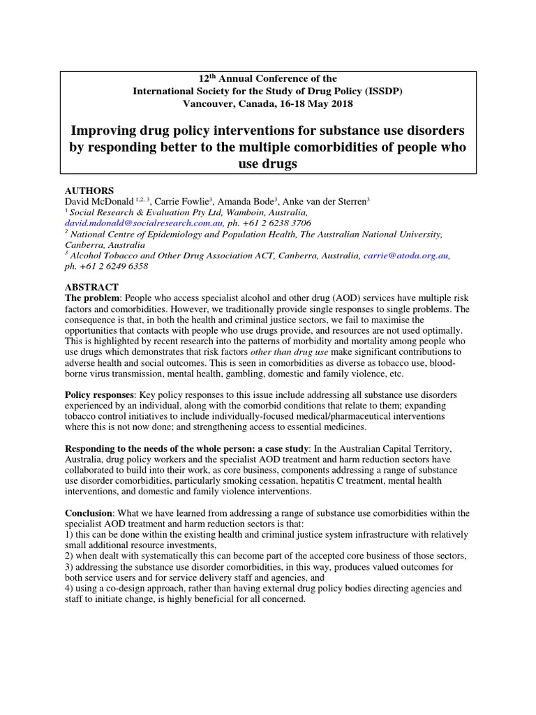 Improving Drug Policy Interventions For Substance Use Disorders by ...