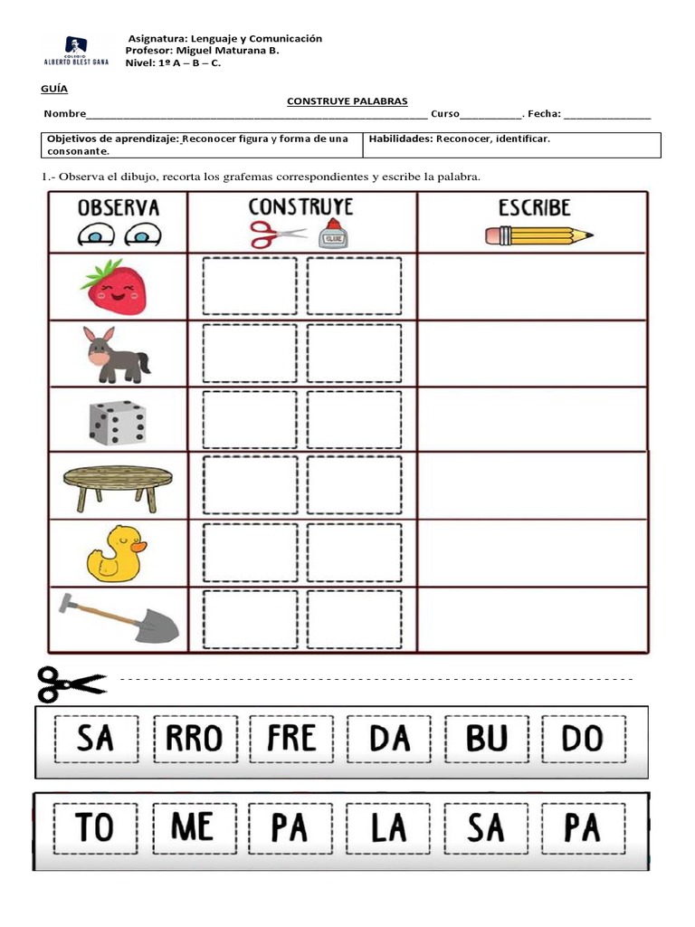 GUÍA Construye Palabras II | PDF | Cognición | Pedagogía