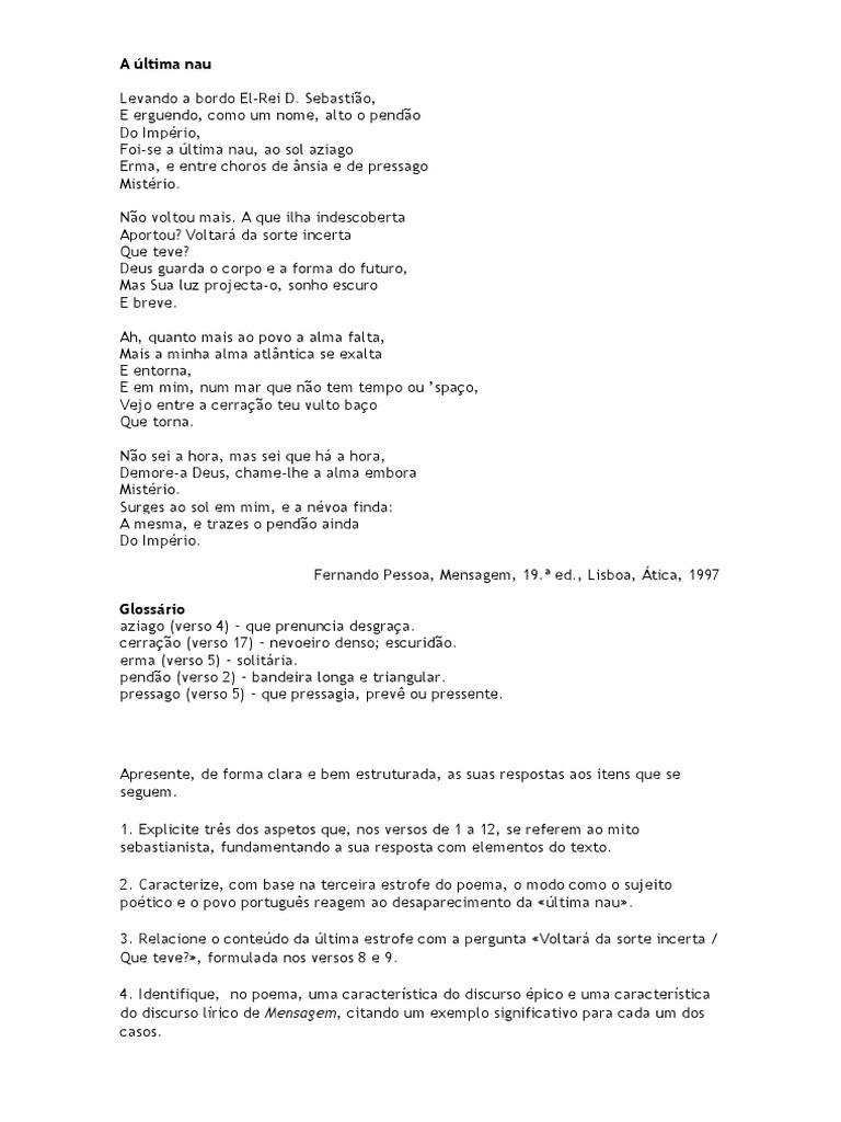 A Última Nau Análise | PDF