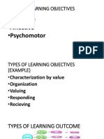 Types of Learning Objectives: - Cognitive - Affective - Psychomotor
