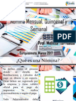 Nómina Mensual, Quincenal y Semanal: Barquisimeto, Marzo 2017
