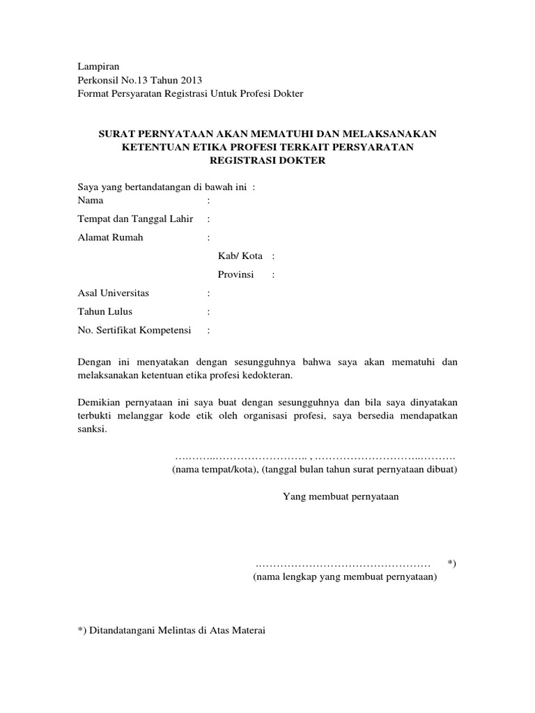 Surat Pernyataan Etika Profesi Pdf