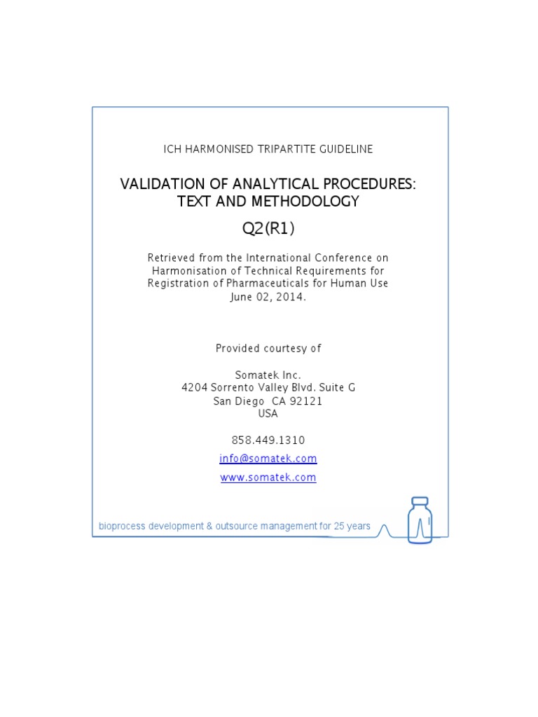 ICH Q2(R1) Analytical Procedures Validation | PDF | Assay | Accuracy ...