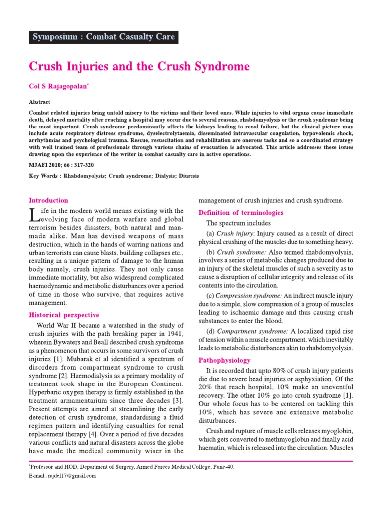 Crush Injury PDF Diseases And Disorders Medicine