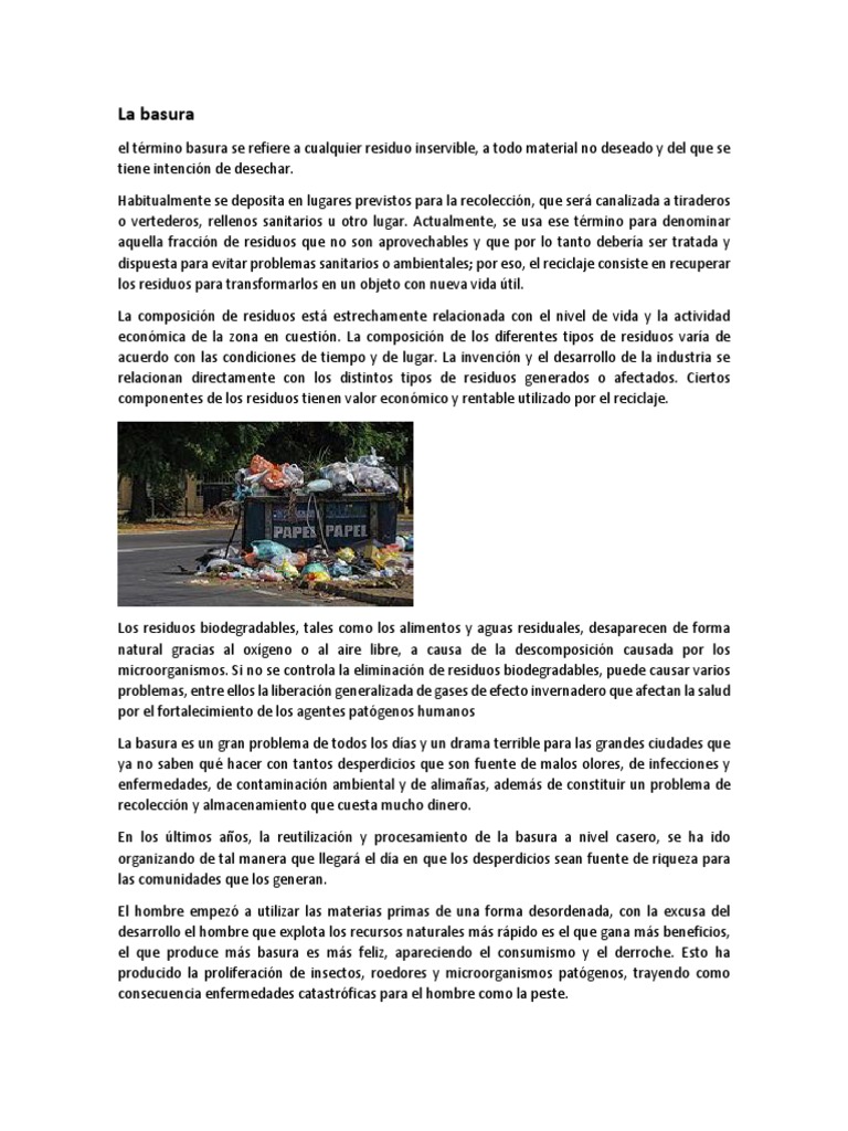Problemas y soluciones de la basura | PDF | Residuos | Contaminación