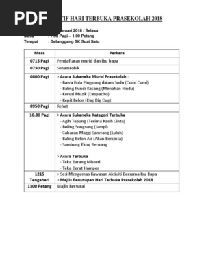 Tentatif Hari Terbuka 2018 Pdf