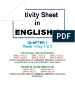 Activity Sheet in English 6: Week 1-Day 1 & 2