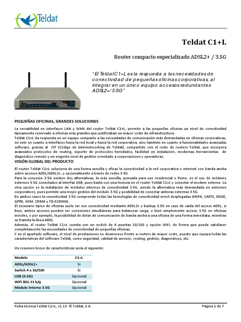 Teldat c1+l 3g | 3 G | Calidad de servicio