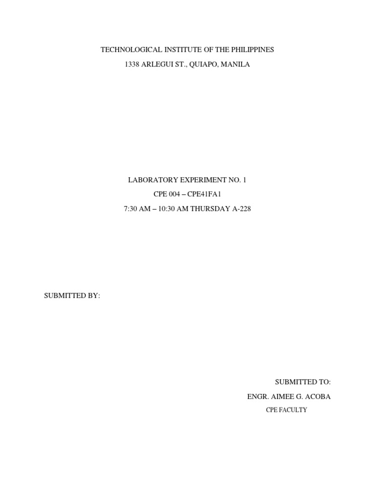 Laboratory Experiment CPE 004 Details | PDF | Science & Mathematics